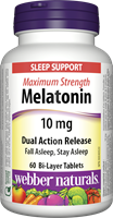 Melatonin, Maximum Strength, Dual Action, Timed Release, 10 mg, 60 tablets