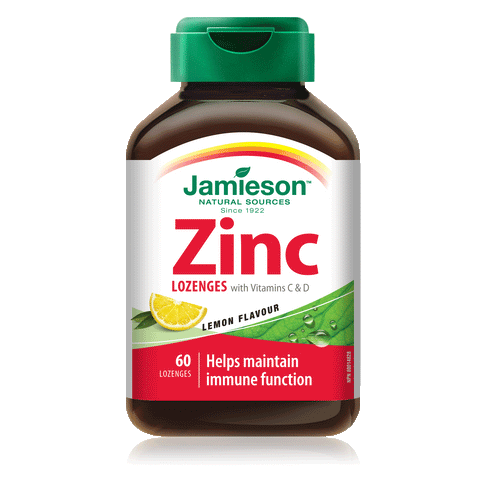 Jamieson Zinc Lozenges with Vitamins C and D — Lemon, 60 lozenges