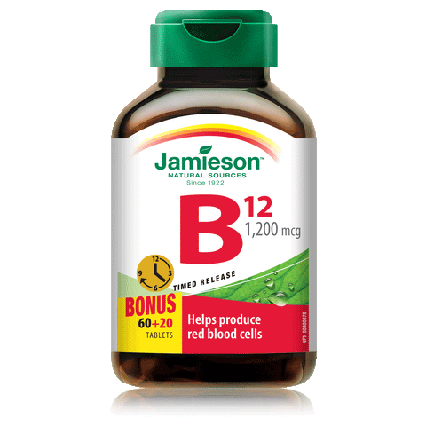 Jamieson Vitamin B12 1,200 mcg (Colbalamin) Timed Release, 60 + 20 tabs