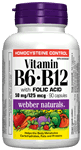 Vitamin B6, B12 with Folic Acid, 50 mg/125 mcg/0.4 mg, 90 capsules