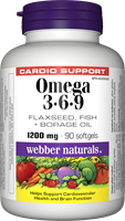 Omega 3-6-9, Flaxseed, Fish, Borage Oil, 1200 mg, 90 softgels