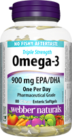 Triple Strength Omega-3, 900 mg, 80 clear enteric softgels