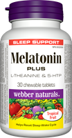 Melatonin Plus, L-Theanine and 5-HTP, 1.5mg (100mg, 15mg), 30 chewable tablets