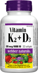 Vitamin K2 & D3, 120 mcg/1000 IU, 30 softgels