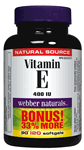 Vitamin E, Natural Source, 400 IU, BONUS! 33% MORE, 90+30 softgels