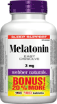 Melatonin, Easy dissolve, 3 mg, BONUS! 20% MORE, 150+30 sublingual tablets