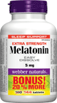 Melatonin, Extra Strength, Easy Dissolve, 5 mg, BONUS! 20% MORE, 120+24 sublingual tablets
