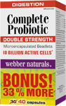 Complete Probiotic Double Strength, 10 billion active cells, BONUS! 33% MORE 30+10 capsules