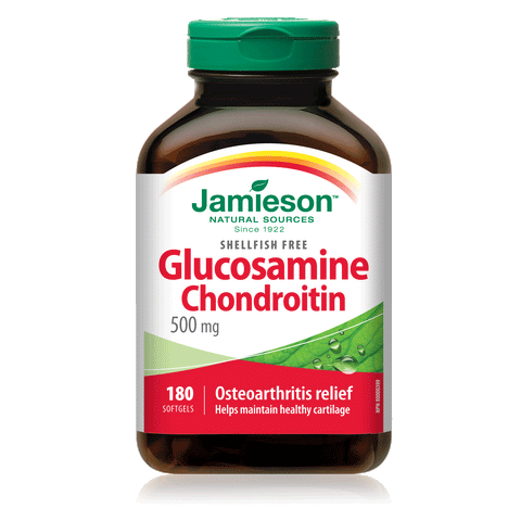 SHELLFISH FREE GLUCOSAMINE CHONDROITIN 500 mg, 180 caps