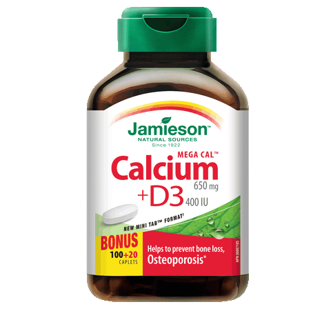 Mega Cal™ Calcium 650 mg with Vitamin D, BONUS PACK!  100 + 20 caplets