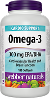 Omega-3 Fish Oils, 1000 mg (EPA 180, DHA 120), 180 softgels