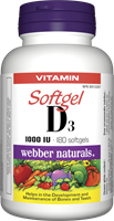 Vitamin D3 Softgel, 1000 IU, 180 softgels