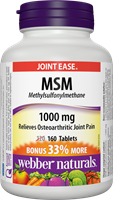 MSM, Methyl-Sulfonyl-Methane, 1000 mg, BONUS! 33% MORE 120+40 tablets