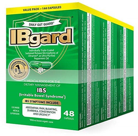New IBgard for Irritable Bowel Syndrome, 48 Capsules (3 Pack)