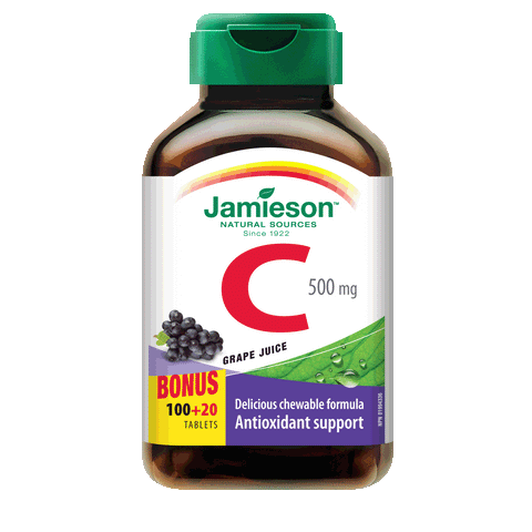Chewable Vitamin C 500 mg — Grape Juice, BONUS PACK! 100 + 20 tabs