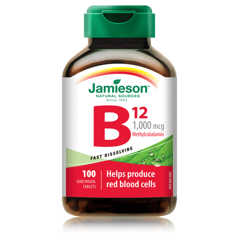 Jamieson Vitamin B12 1,000 mcg Sublingual Tablets (Methylcobalamin), 100 tabs