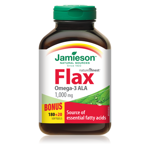 Flax Oil 1,000 mg, 180 + 20 softgels