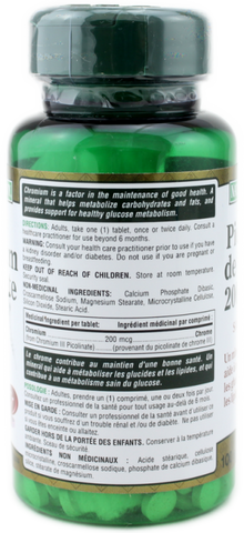 NATURE'S BOUNTY CHROMIUM 200MCG TABS 100'S